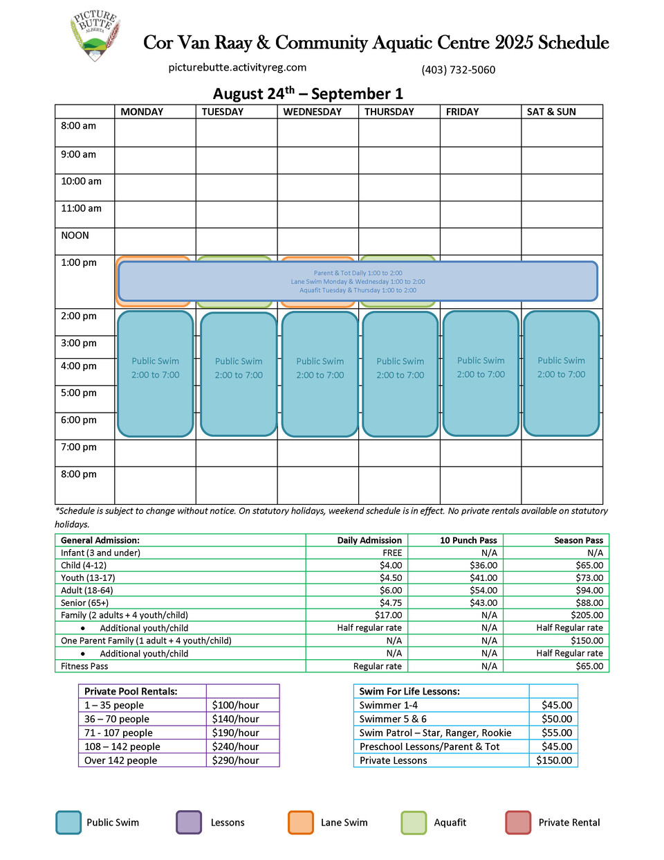 Pool Schedule